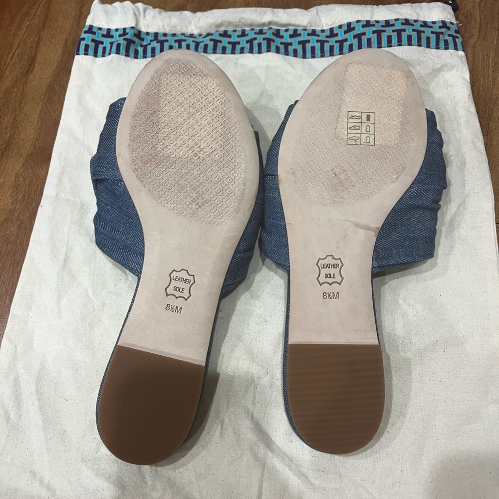NWOT Tory burch knotted jean slides 8.5 - Picture 3 of 5